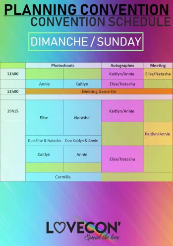 Planning lovecon convention dimanche